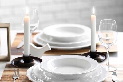 Bispol Aura s1-66 BIAŁA świeca stołowa prosta -  6 sztuk