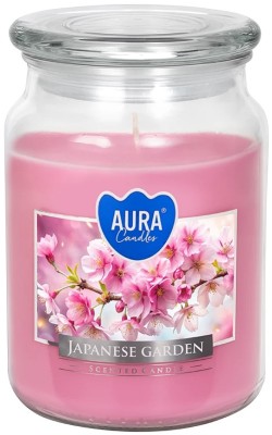 Bispol Aura snd99-476 Japoński Ogród duża świeca zapachowa w słoju z wieczkiem 100h