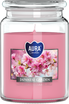 Bispol Aura snd99-476 Japoński Ogród duża świeca zapachowa w słoju z wieczkiem 100h