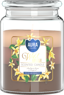 Bispol Aura snd99t-387 Dzika Wanilia duża trójkolorowa świeca zapachowa w słoju z wieczkiem 100h