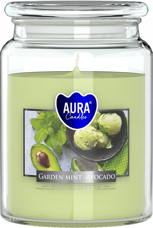 Bispol Aura snd99-353 Mięta Ogrodowa z Awokado duża świeca zapachowa w słoju z wieczkiem 100h