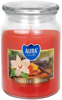 Bispol Aura snd99-355 Wanilia z Bursztynem duża świeca zapachowa w słoju z wieczkiem 100h