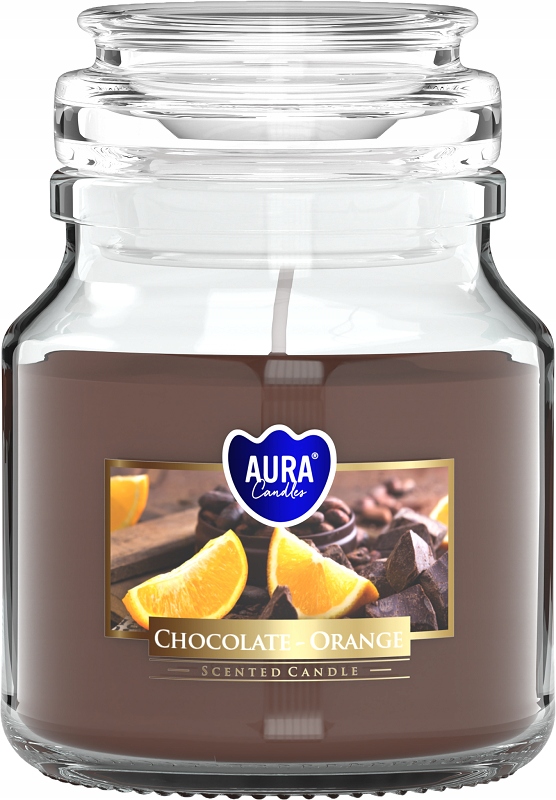 Bispol Aura snd71-340 Czekolada i Pomarańcza świeca zapachowa w małym słoiku z wieczkiem 28H