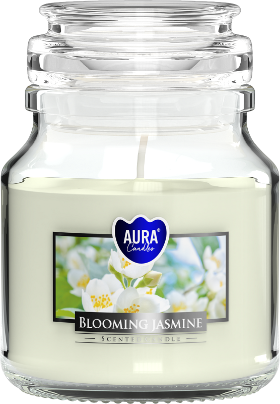Bispol Aura snd71-169 Kwitnący Jaśmin świeca zapachowa w małym słoiku z wieczkiem 28H