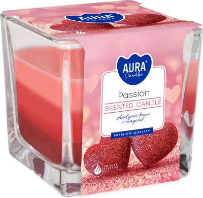 Bispol Aura snk80-380 PASSION trójkolorowa świeca zapachowa w szkle - 32H