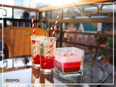 Bispol Aura snk80-329 MALINOWA CHMURKA trójkolorowa świeca zapachowa w szkle - 32H