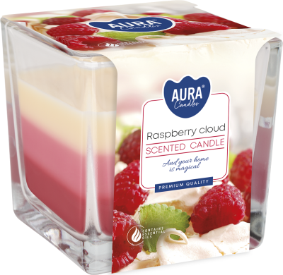 Bispol Aura snk80-329 MALINOWA CHMURKA trójkolorowa świeca zapachowa w szkle - 32H