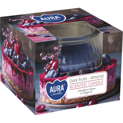 Bispol Aura sn69-373 CIEMNE OWOCE - MIGDAŁ świeca zapachowa w karbowanym szkle - 18h