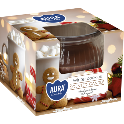 Bispol Aura sn69-88 ZIMOWE CIASTECZKA świeca zapachowa w karbowanym szkle - 18h