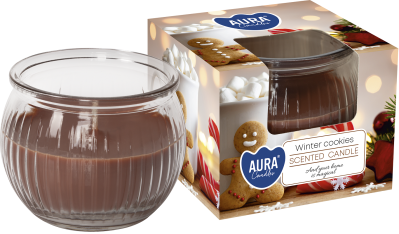 Bispol Aura sn69-88 ZIMOWE CIASTECZKA świeca zapachowa w karbowanym szkle - 18h