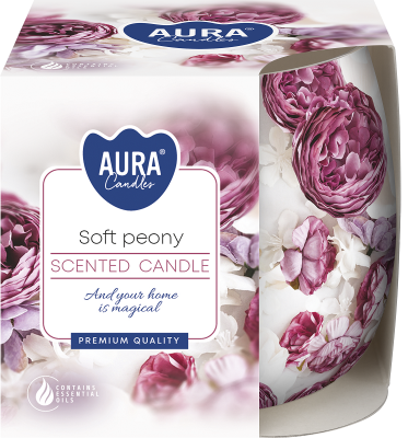 Bispol Aura sn71s-62 DELIKATNA PIWONIA świeca zapachowa w szkle z wzorem - 20h