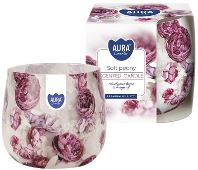 Bispol Aura sn71s-62 DELIKATNA PIWONIA świeca zapachowa w szkle z wzorem - 20h