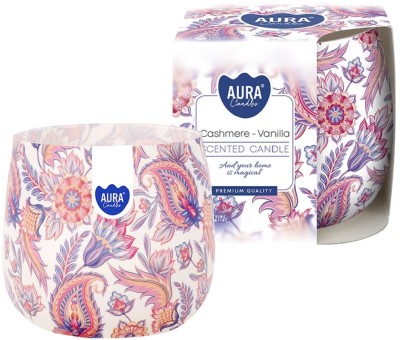 Bispol Aura sn71s-61 KASZMIR - WANILIA świeca zapachowa w szkle z wzorem - 20h