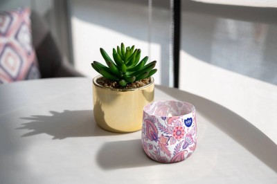 Bispol Aura sn71s-61 KASZMIR - WANILIA świeca zapachowa w szkle z wzorem - 20h