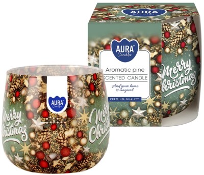 Bispol Aura sn71s-63 PACHNĄCA SOSNA świeca zapachowa w szkle z wzorem - 20h