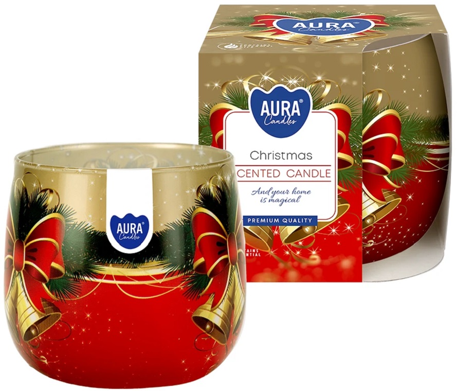 Bispol Aura sn71s-02 BOŻE NARODZENIE świeca zapachowa w szkle z wzorem - 20h