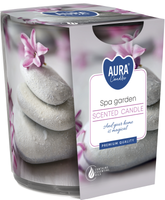 Bispol Aura sn72s-22 OGRÓD SPA świeca zapachowa w prostym szkle z wzorem - 22h