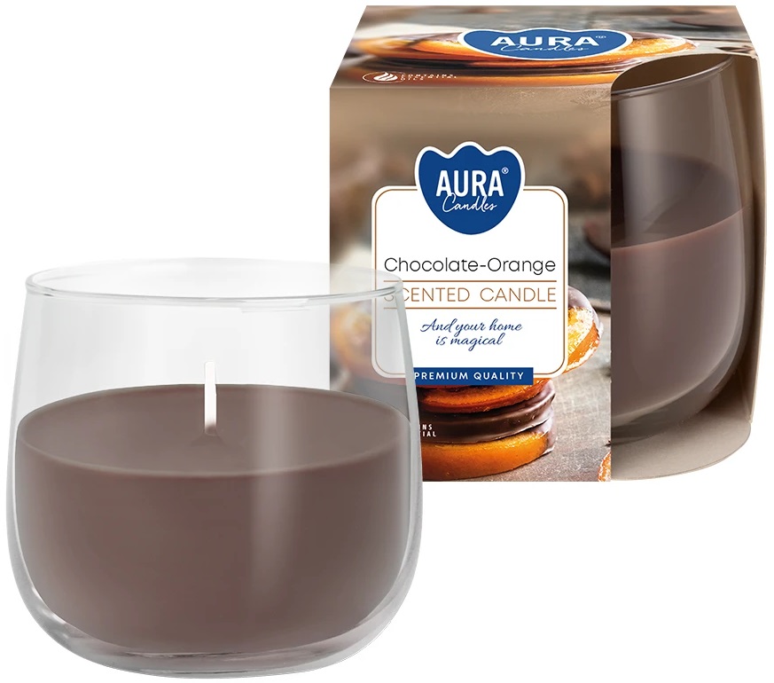 Bispol Aura sn71-340 CZEKOLADA - POMARAŃCZA świeca zapachowa w szkle - 24h