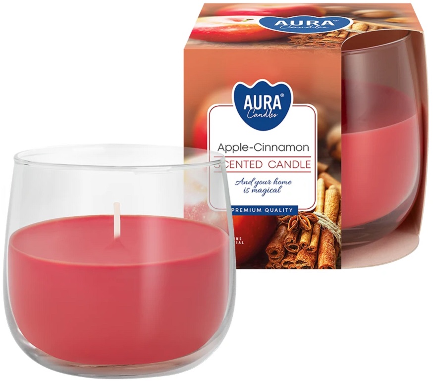 Bispol Aura sn71-87 JABŁKO - CYNAMON świeca zapachowa w szkle - 24h