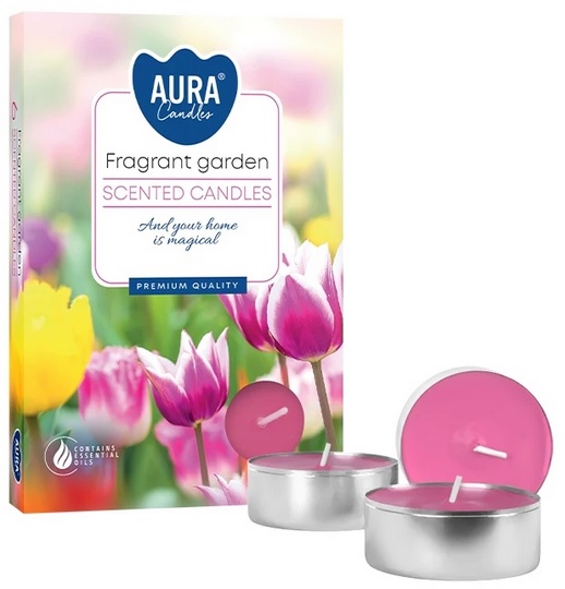 PODGRZEWACZE świeczki zapachowe Bispol p15-364 Aura PACHNĄCY OGRÓD - 6 szt.