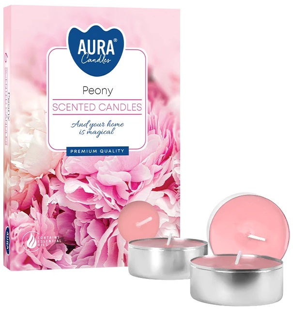 PODGRZEWACZE świeczki zapachowe Bispol p15-157 Aura - PIWONIA - 6 sztuk