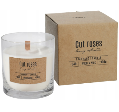 Bispol sn82-000-78 Valpe CIĘTE RÓŻE świeca zapachowa w szkle z drewnianym knotem - 34H