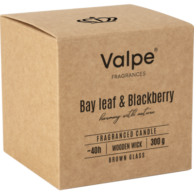 Bispol sn100-080-325 Valpe LIŚĆ LAUROWY & JEŻYNA świeca zapachowa w szkle z drewnianym knotem