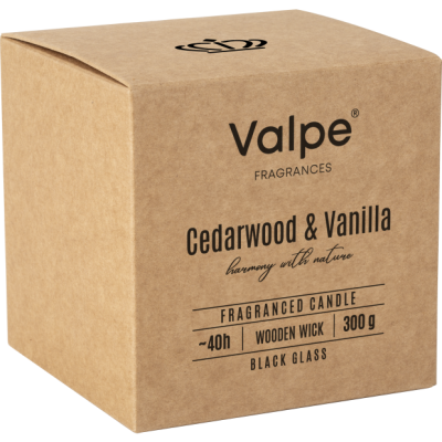 Bispol sn100-095-81 Valpe DRZEWO CEDROWE & WANILIA świeca zapachowa w szkle z drewnianym knotem