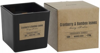 Bispol snk80-095-351 ŻURAWINA i LIŚCIE BAMBUSA świeca zapachowa w szkle z drewnianym knotem