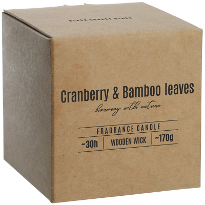 Bispol snk80-095-351 ŻURAWINA i LIŚCIE BAMBUSA świeca zapachowa w szkle z drewnianym knotem