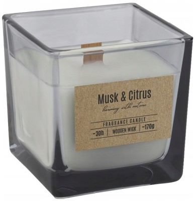 Bispol snk80-070-328 PIŻMO i CYTRUSY świeca zapachowa w szkle z drewnianym knotem