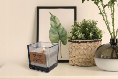 Bispol snk80-070-328 PIŻMO i CYTRUSY świeca zapachowa w szkle z drewnianym knotem