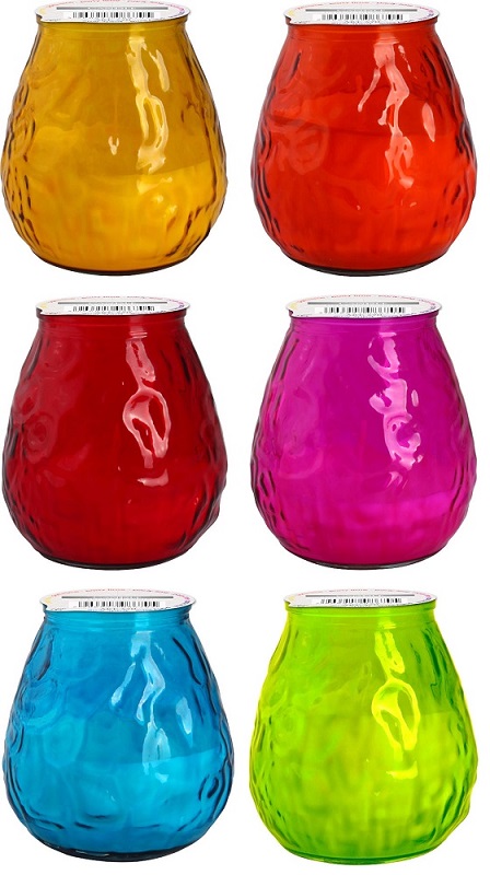 Bispol PARTY TIME duża świeca ogrodowa w szkle - mix kolorów - 6 sztuk