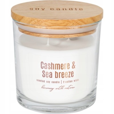 Bispol sn173-327 KASZMIR & BRYZA MORSKA sojowa świeca zapachowa w szkle z dwoma knotami - 40h