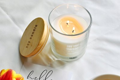 Bispol sn173-327 KASZMIR & BRYZA MORSKA sojowa świeca zapachowa w szkle z dwoma knotami - 40h