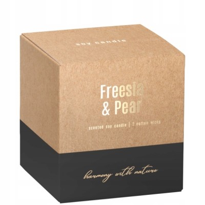 Bispol sn173-326 FREZJA & GRUSZKA sojowa świeca zapachowa w szkle z dwoma knotami - 40h