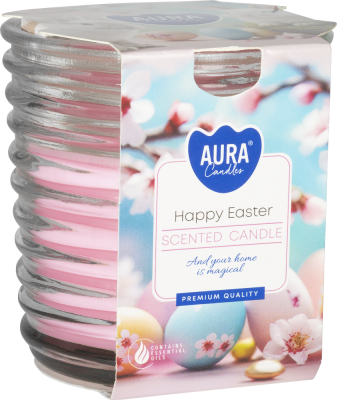 Bispol snw80-1-456 Aura WIELKANOC świeca zapachowa w prążkowanym szkle - 28h