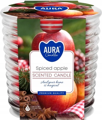 Bispol snw80-1-455 Aura AROMATYCZNE JABŁKO świeca zapachowa w prążkowanym szkle - 28h