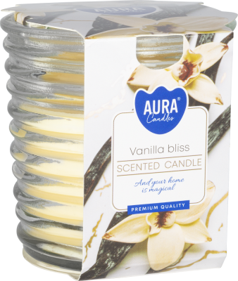 Bispol snw80-1-451 Aura WANILIOWA ROZKOSZ świeca zapachowa w prążkowanym szkle - 28h