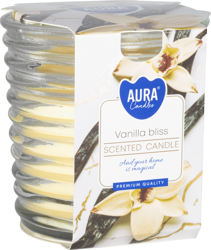 Bispol snw80-1-451 Aura WANILIOWA ROZKOSZ świeca zapachowa w prążkowanym szkle - 28h