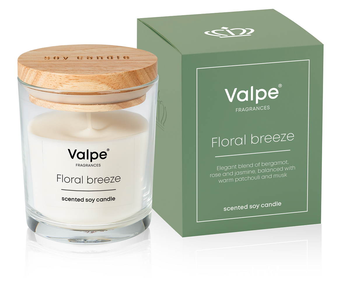 Bispol VC-006-461 Valpe KWIATOWA BRYZA sojowa świeca zapachowa w szkle z korkiem - 35h