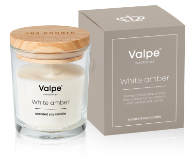 Bispol VC-006-459 Valpe BIAŁY BURSZTYN sojowa świeca zapachowa w szkle z korkiem - 35h