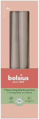 Bolsius JASNY TAUPE świeca stołowa szpica 245/24 - 4 sztuki