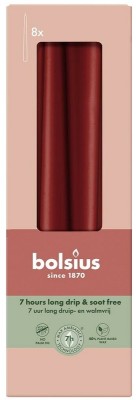 Bolsius AKSAMITNA CZERWIEŃ świeca stołowa szpica 245/24 - 8 sztuk
