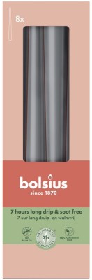 Bolsius BURZOWY SZARY świeca stołowa szpica 245/24 - 8 sztuk