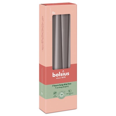 Bolsius BURZOWY SZARY świeca stołowa szpica 245/24 - 8 sztuk