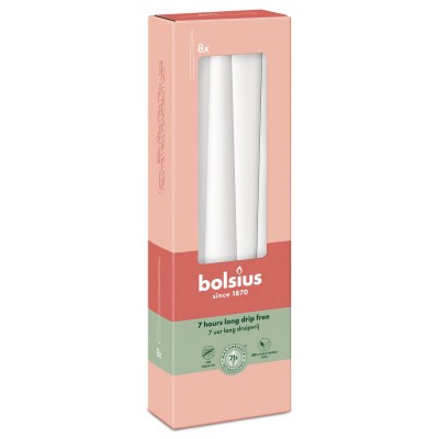 Bolsius MROŹNA BIEL świeca stołowa szpica 245/24 - 8 sztuk