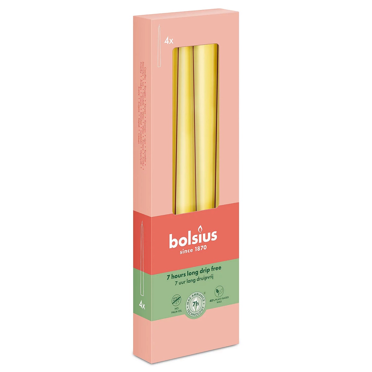 Bolsius SŁONECZNY ŻÓŁTY świeca stołowa szpica 245/24 - 4 sztuki