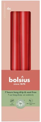 Bolsius DELIKATNA CZERWIEŃ świeca stołowa szpica 245/24 - 4 sztuki