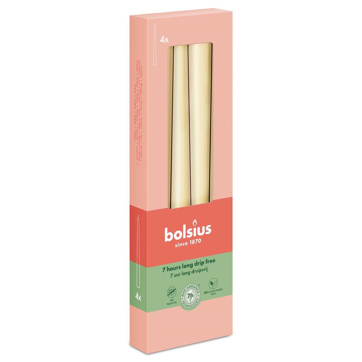 Bolsius OWSIANY BEŻ świeca stołowa szpica 245/24 - 4 sztuki